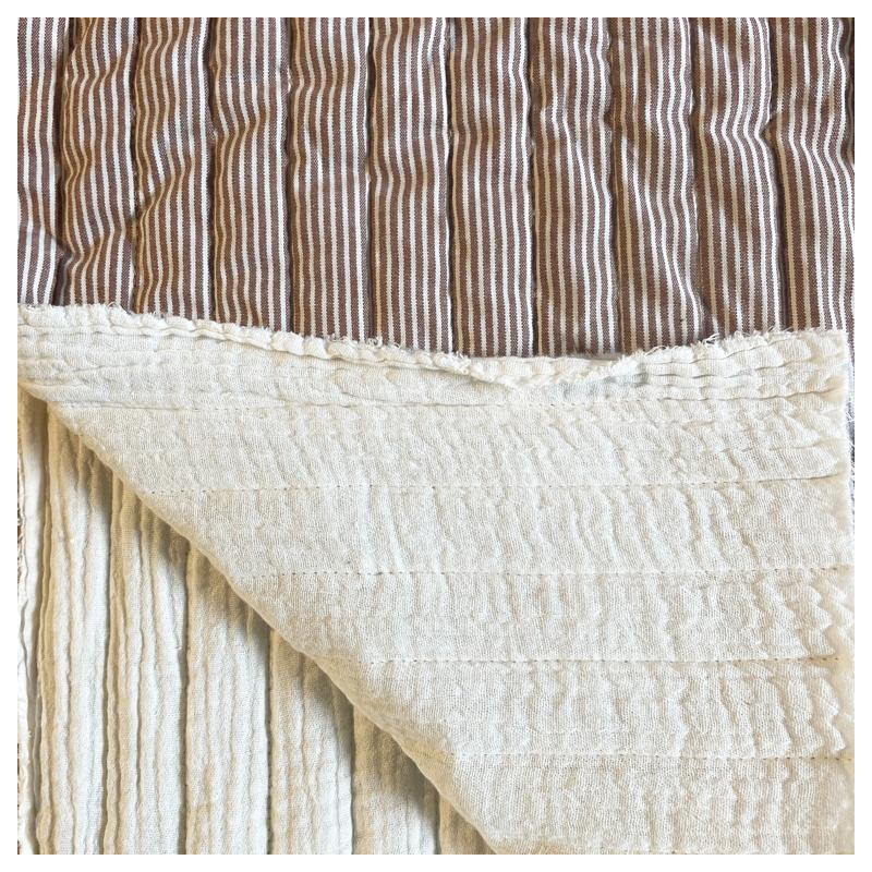 Printed Quilted Double Gauze COUNTRY Chestnut Brown / Ecru